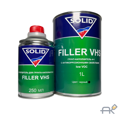 Грунт SOLID 4+1 2К FILLER VHS LOW VOC антикоррозионный 1л+0.25л чёрный